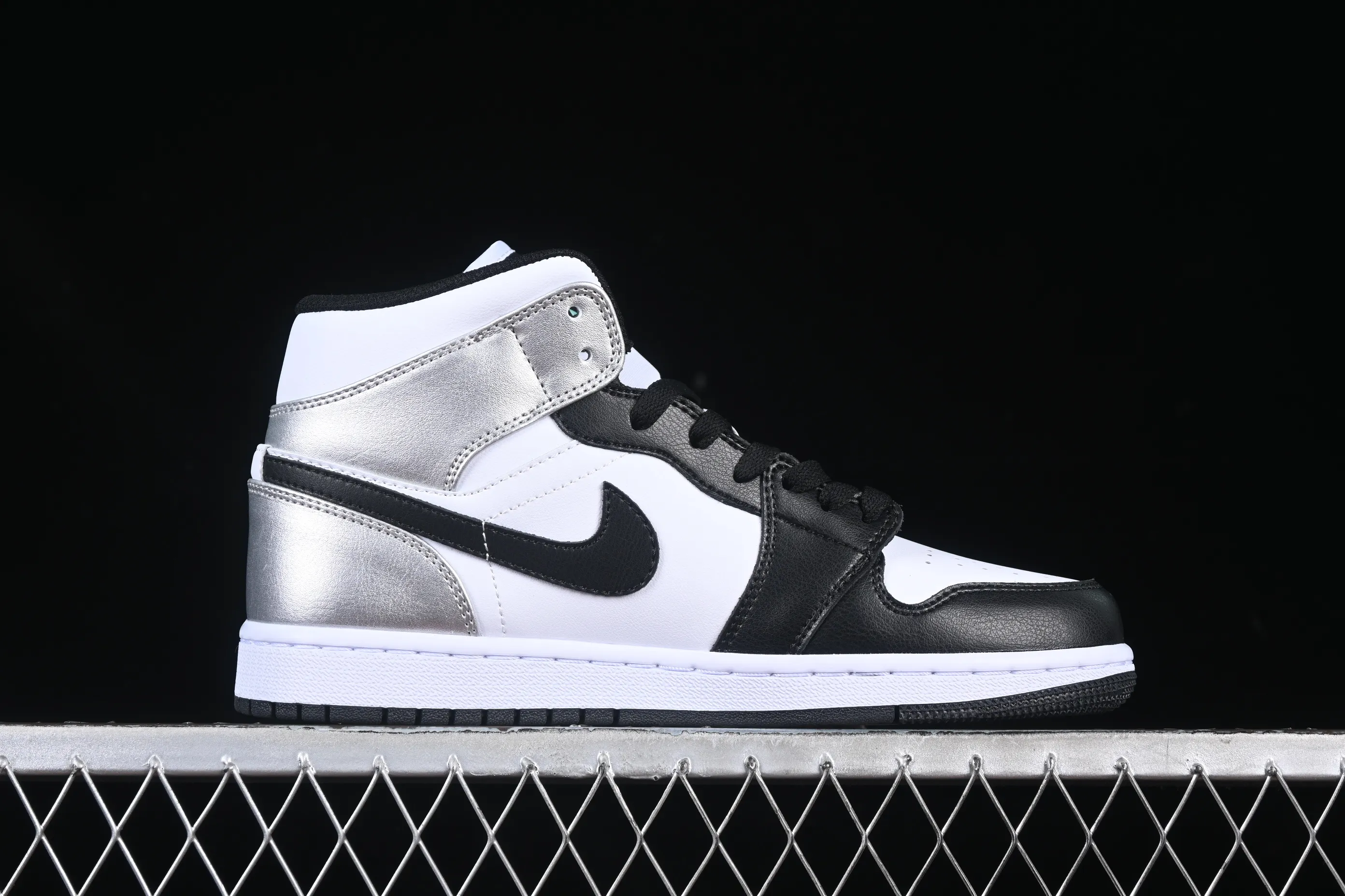 All categories Air Jordan Jordan series basketball shoes Air Jordan 1 Mid Air Jordan 1 Mid AJ1 Joe 1 black and white silver mid-top cultural and casual sneakers DQ8423-103